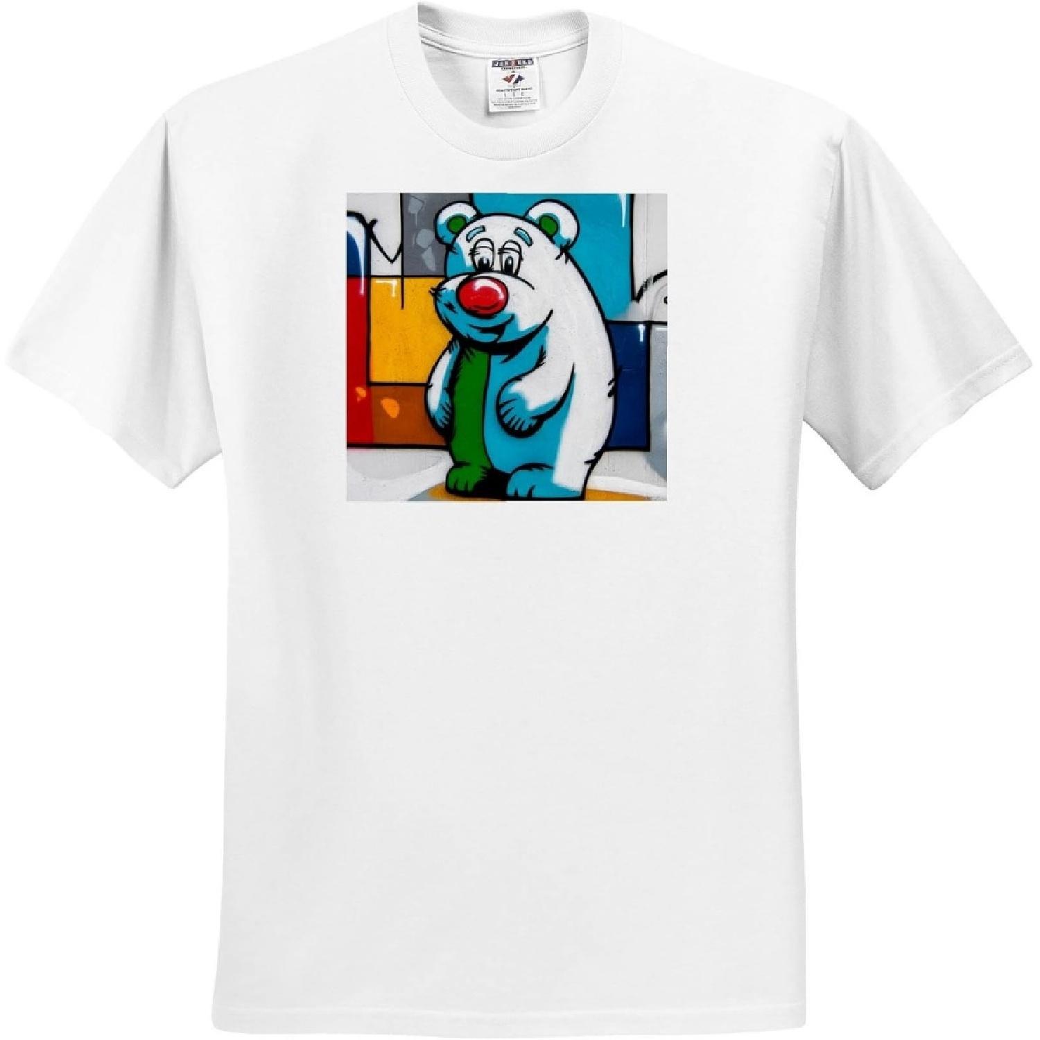 3dRose, Funny Cool Colorful Baby Polar Bear with Big Red Nose Graffiti Art, T-Shirt S