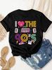 Grafik-T-Shirts im 90er-Jahre-Stil, Kurzärmelige lässige Rundhals-Oberteile, Perfekt für Frühling und Sommer Damenmode