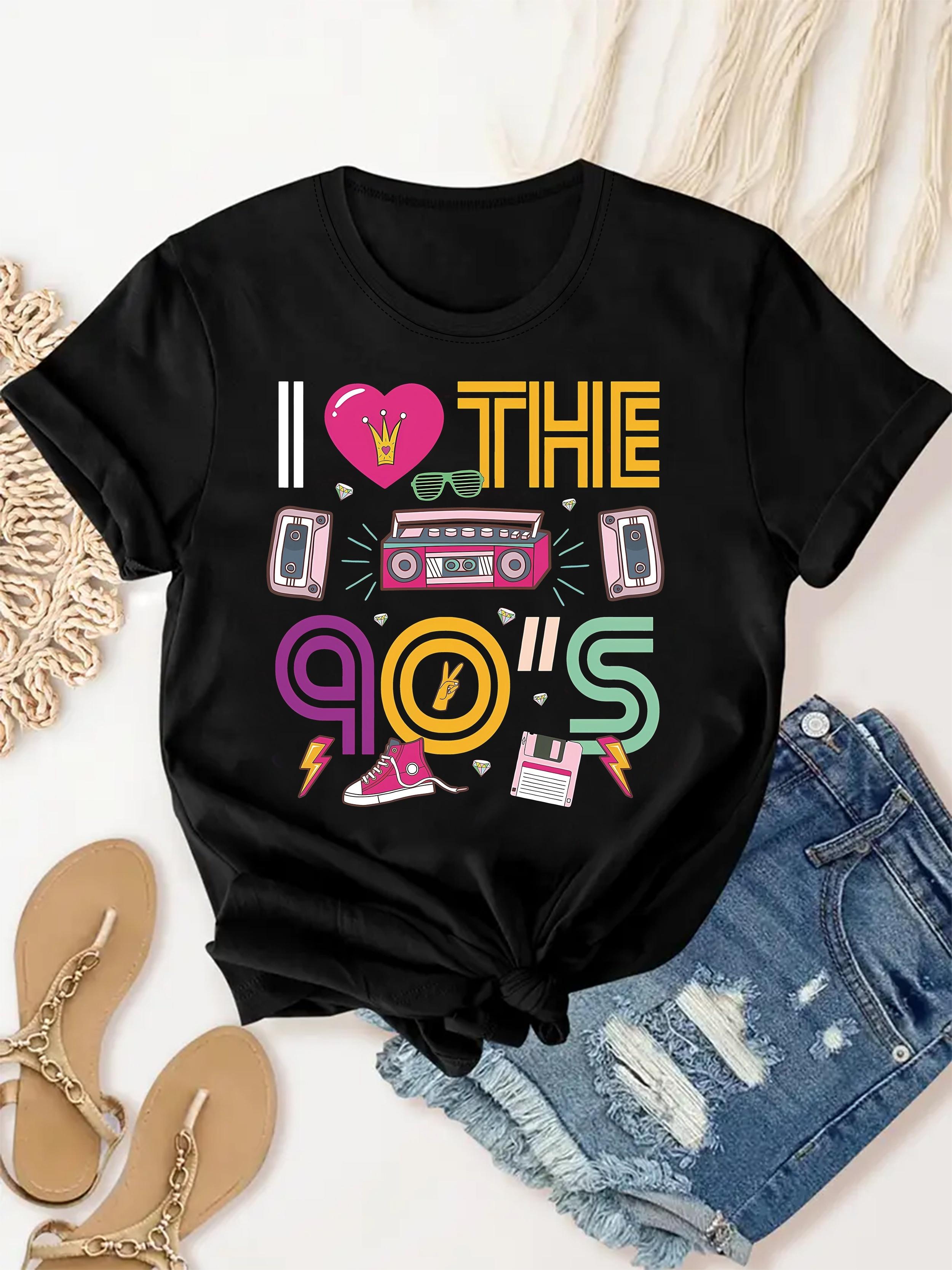 

I 90S Themed Graphic Tees, Short-Sleeved Casual Round-Neck Tops, Perfect for Spring And Summer Women S Fashion S разноцветный