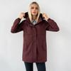 Chaqueta con capucha para mujer Cintura con cordón Botones a presión Cremallera Manga larga Bolsillos Cortavientos Longitud media Gabardina