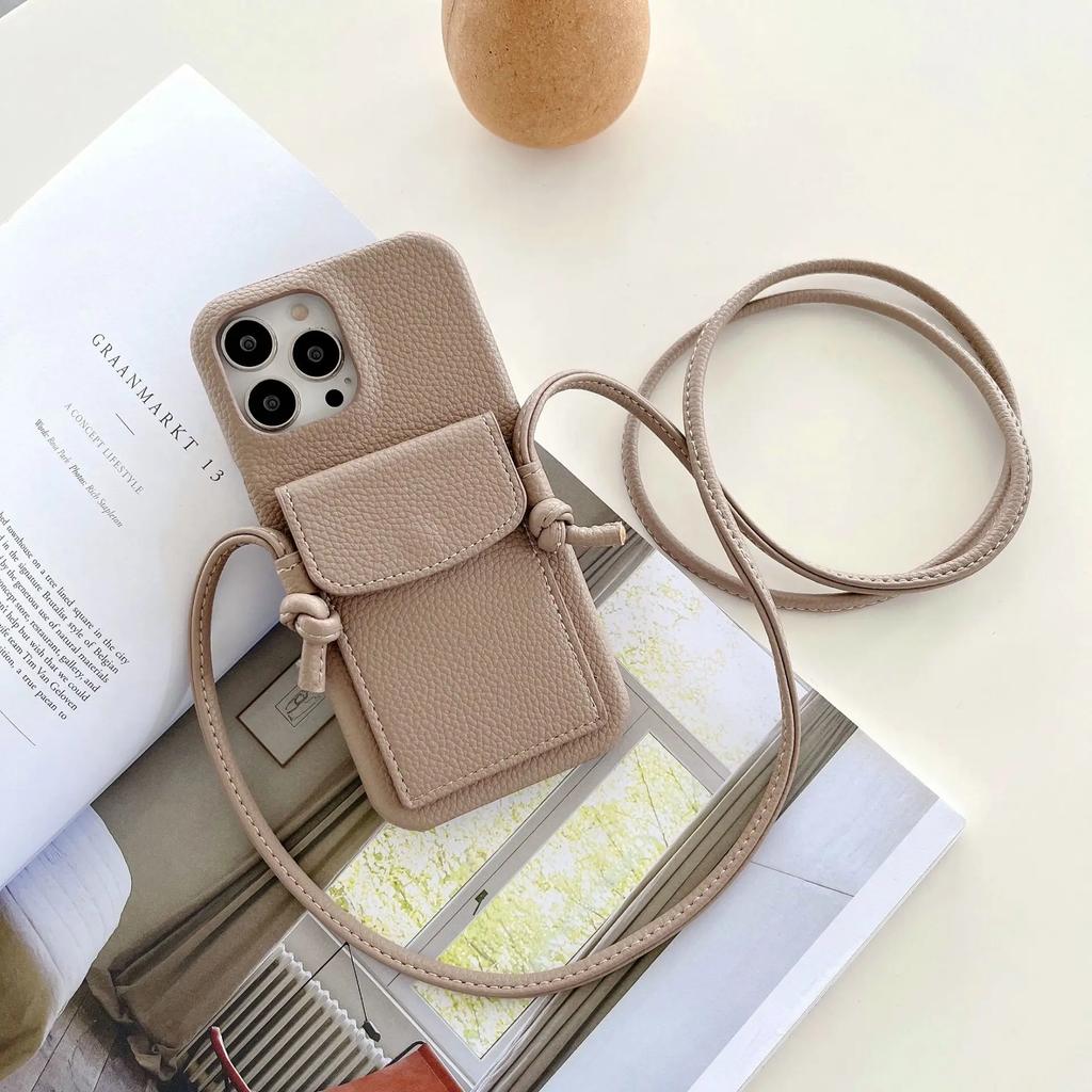 Crossbody Wallet Phone Case For iPhone 17 Air 16E 16 15 Plus 14 13 12 11 Pro Max XS Max Leather Card Slot Lanyard Shoulder Strap