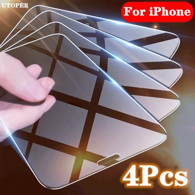 4 шт. закаленное стекло для iPhone 11 12 13 14 Pro Max мини-защитное стекло для экрана для iPhone X XR X MAX 7 8 Plus SE2 пленка