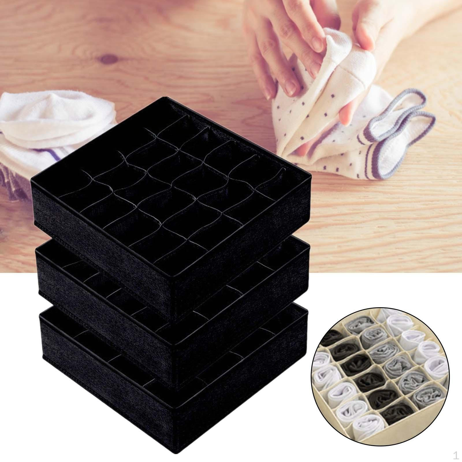 

3 шт., ящики для хранения в шкафу, органайзеры для носков, 24 ячейки, нижнее белье для чёрный