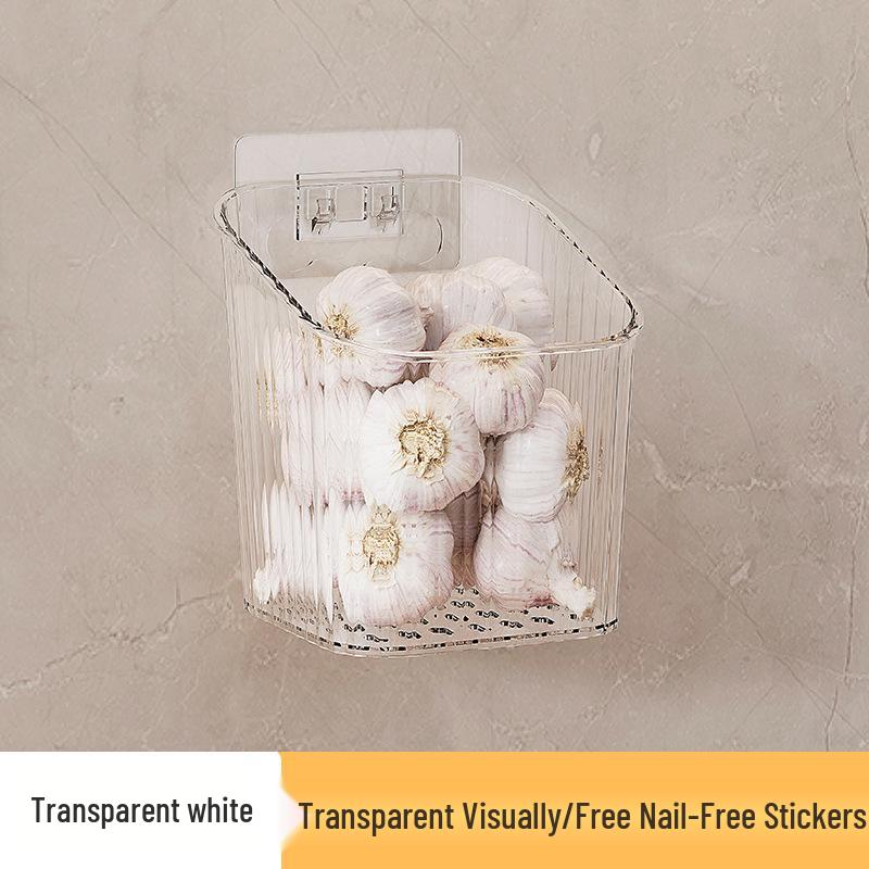 Wall-Mounted Kitchen Storage Box for Scallions, Garlic, and Ginger