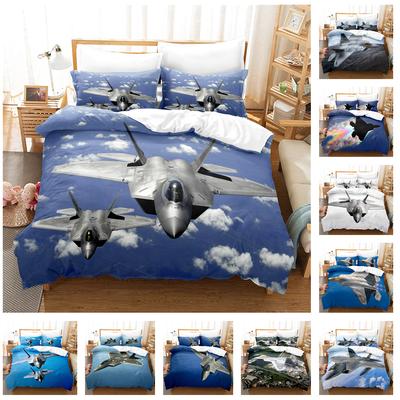 Juego DE cama para habitación DE fantasía militar 3D, funda nórdica DE aviones de combate, funda de almohada, 2/3 piezas, tamaño completo, textil para el hogar con cremallera suave, AU/DE/EU/ES