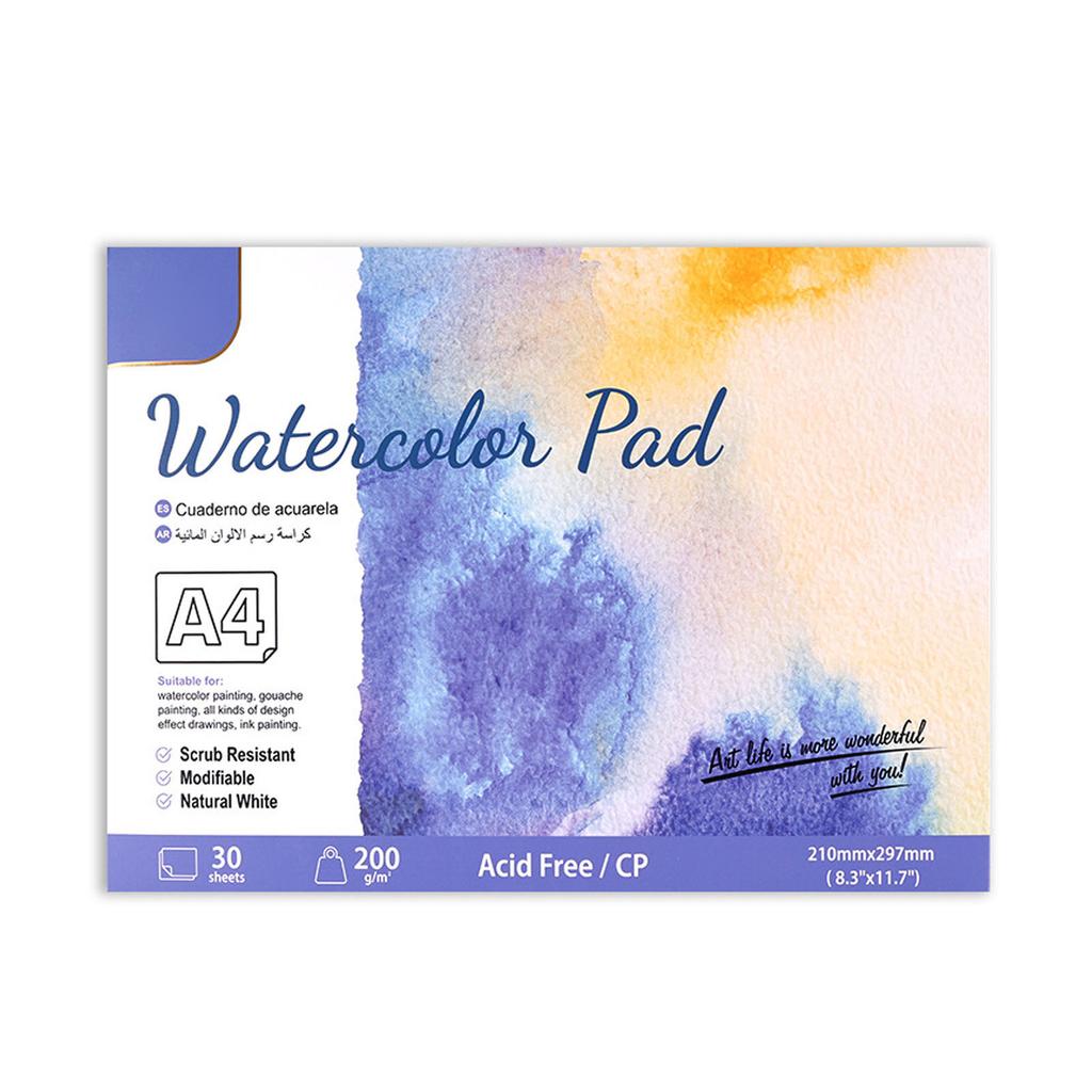 Aquarellpapierblock Baumwolle Skizzenbuch für Künstler Erwachsene Studenten Malen Zeichnen 200g 30 Blatt Mittelgrobe Körnung