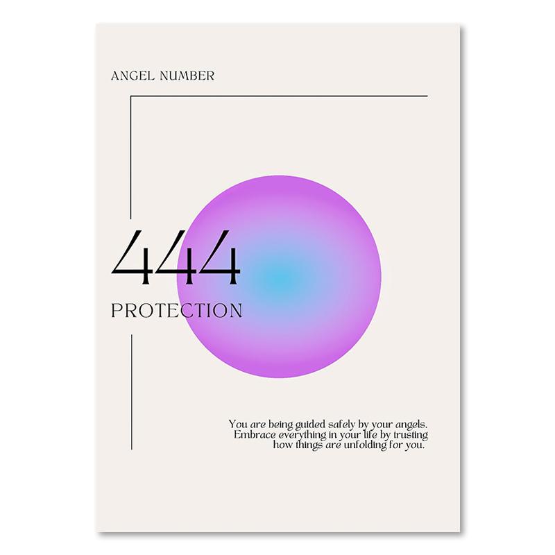 Angel Numbers Gradient Aura Posters and Prints Aesthetic Danish Pastel Canvas Painting Nordic Art Wall Picture Dorm Home Decor
