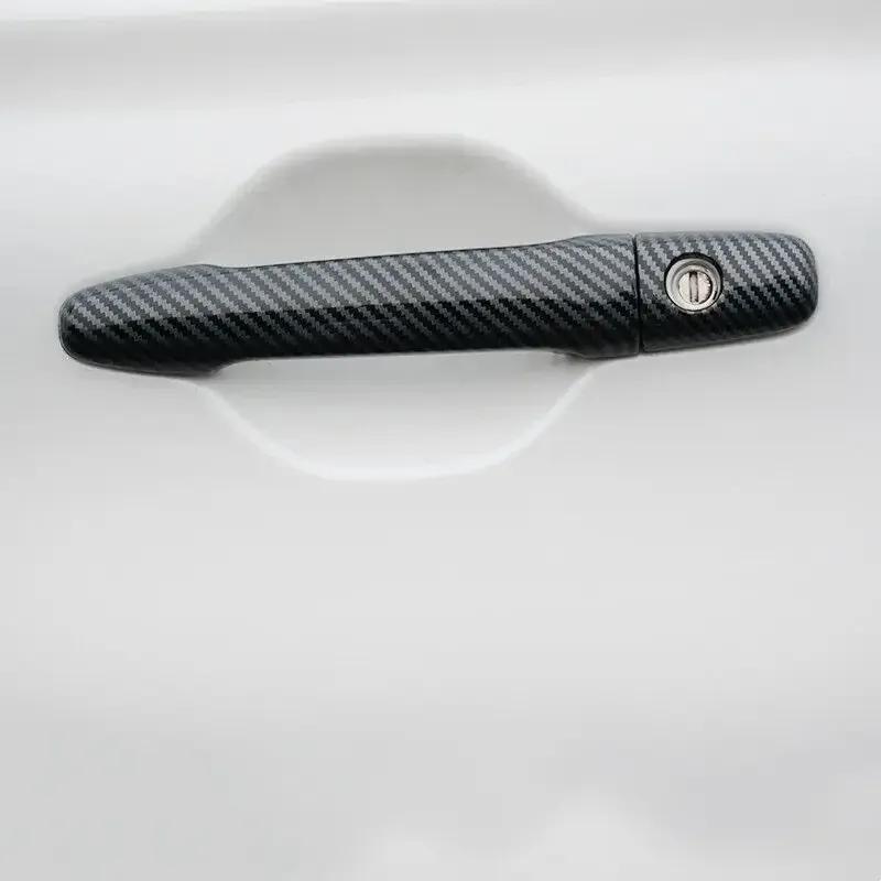 For Peugeot 4008 2012-2016  Glossy Black Carbon Fiber Chrome Car Door Handle Cover Trim Sticker Styling Auto Accessories