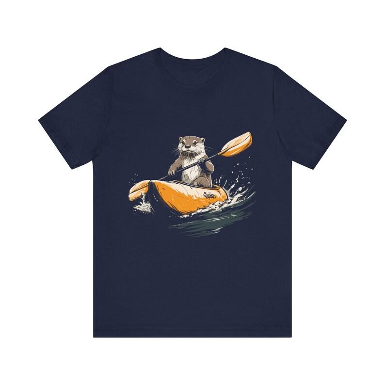 Kayak Otter Design T-shirt Water Sports Clothing Men's Gift Street Fashion Personality Simple Trend Short Sleeve Tops