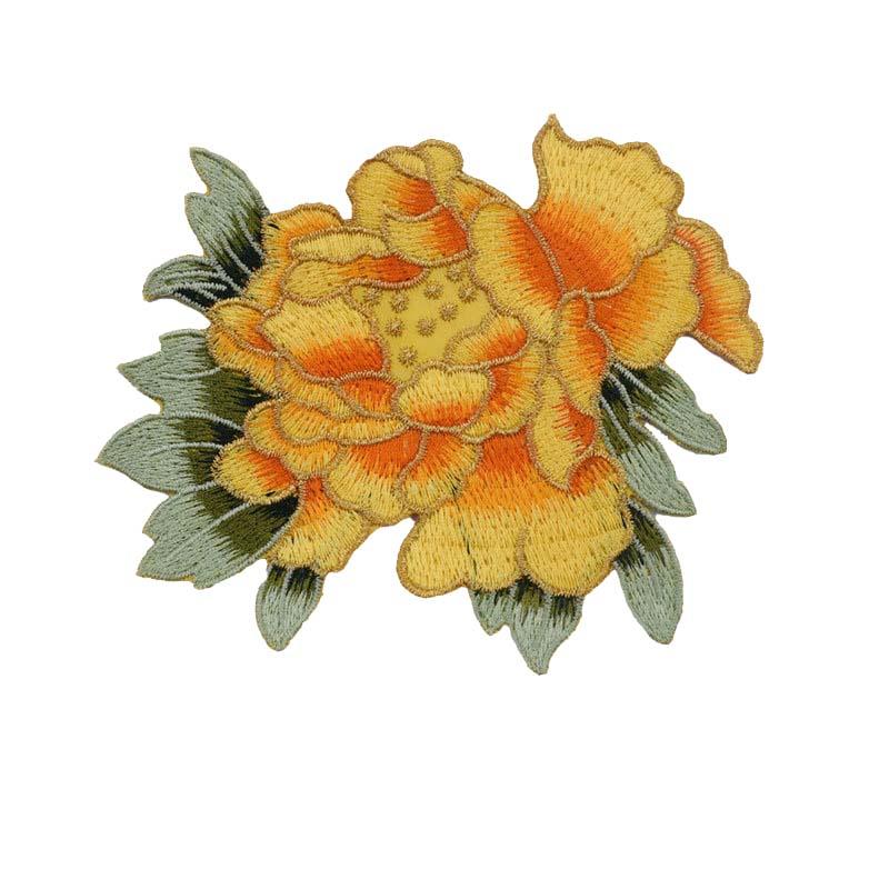 Fashion Show Costume Decorative Peony Patch Flower Motif Embroidery Diy Bag Hat Textile Iron-on Badge Sticker Accessories Patch