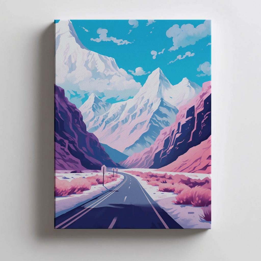 Pastelowy Krajobraz Górski Pastelowy Krajobraz Górski, 70X100 Cm, Rama Drewniana Jasny Dąb, Papier Matowy 230 Gsm