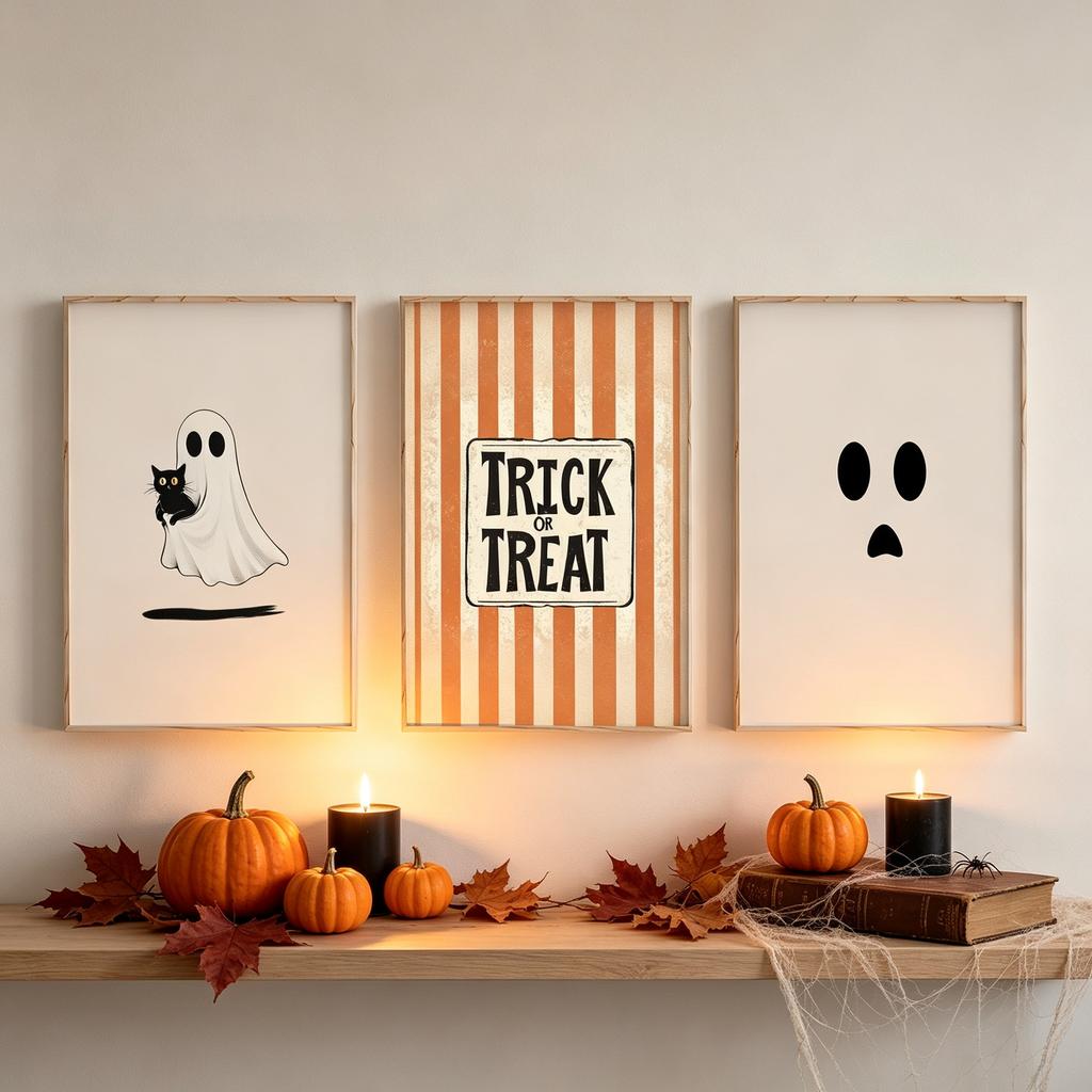 3pcs Vintage Cartoon Halloween Fall Art Prints Fall Autumn Forest Print Halloween Moody Cottagecore Fall Wall Decor Gift Poster