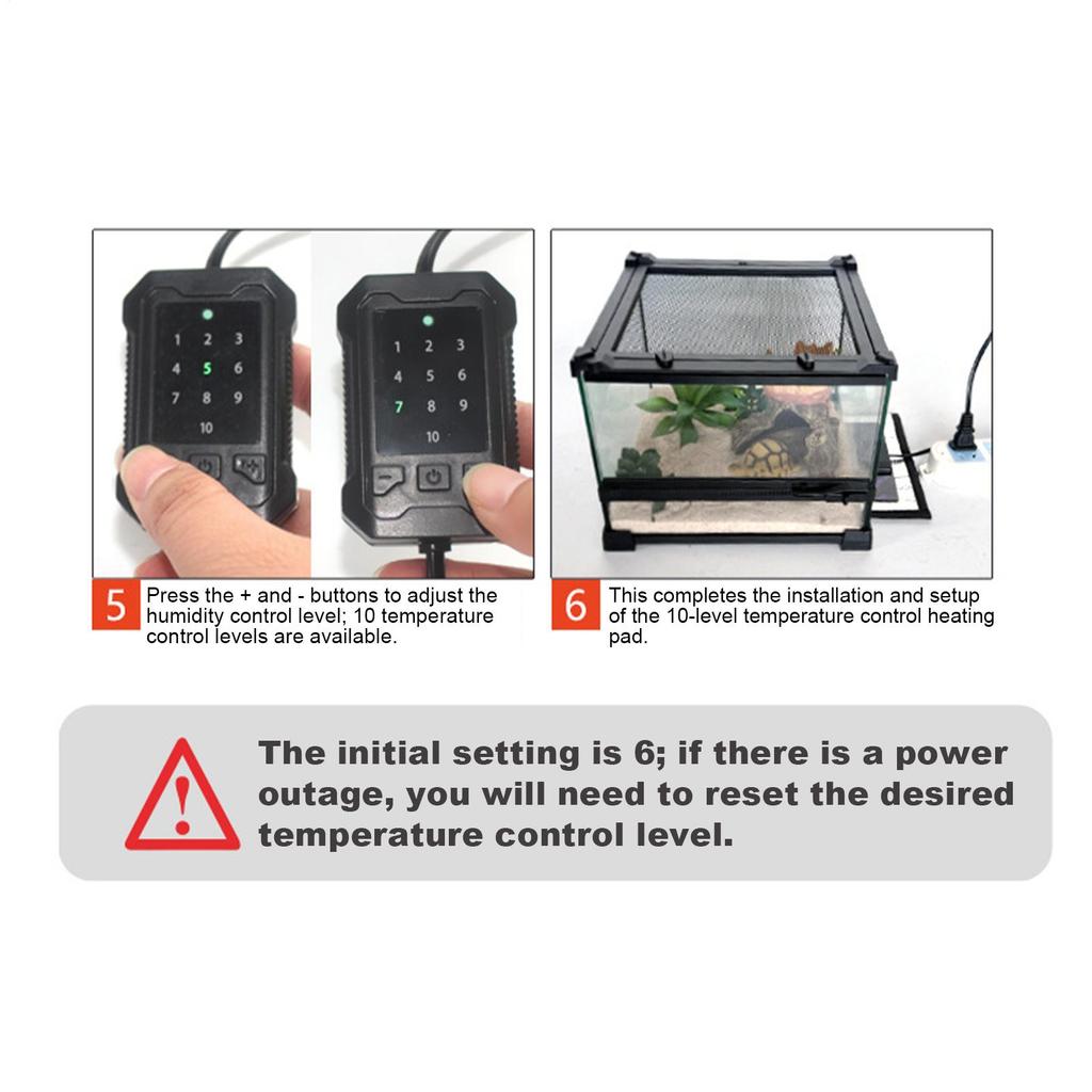 Heat Mat For Reptiles 10-Gear Terrarium Heating Pad Temperature Adjustable Under Tank Heater Winter Thermal Accessories For