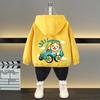 Spring and Autumn 1 2 3 4 5 6 Years Boys Coats Patchwork Cartoon Dinosaur Pattern Hooded Windbreaker Leisure Overcoat for Kids Birthday Present