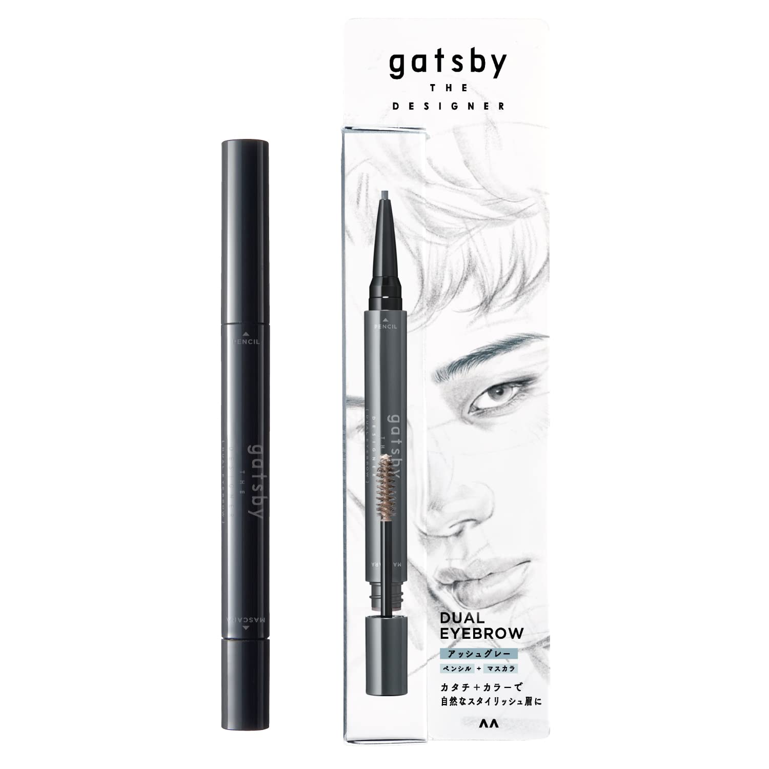 

gatsby THE DESIGNER the Dual Eyebrow Ash Gray Cosmetics Eyebrow Pencil Mascara 2in1 (Gatsby Designer) [Men s Specification]