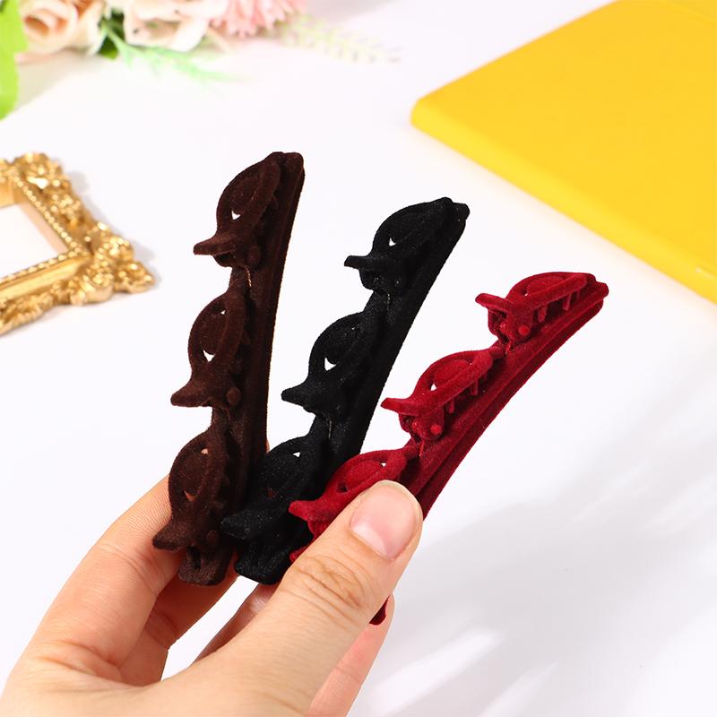 Beflockte Pony Haar Clip Kopfbedeckungen Frauen süße Haarspangen Hairgrip geflochtene Haarnadeln Haar-Accessoires
