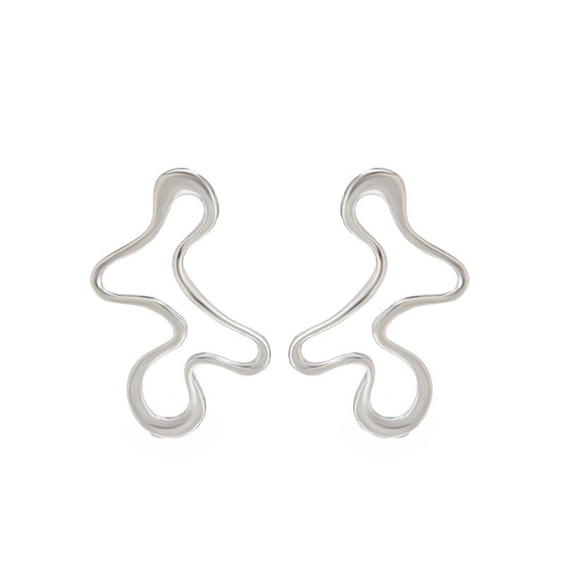Minimalist Irregular Hollow Geometry Metal Stud Earrings Punk Statement Gold Color Earring Women's Charm Ear Jewelry