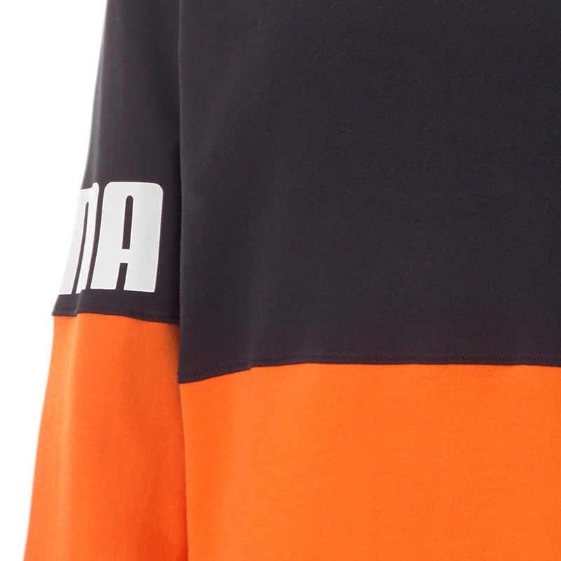 Puma Power Colorblock Crew Neck Sweatshirt With Tr Logo Print Men Tops Orange 676666-23