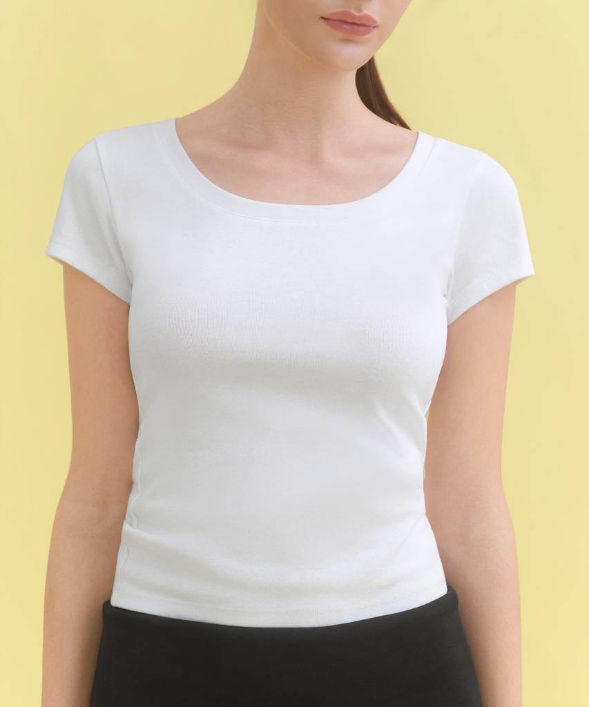 MUSINSA STANDARD WOMAN Women'S Slim Scoop Neck Cap Sleeve T-Shirt [White]