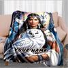 1PC Custom Name Dreamcatcher Spirit Connection flannel blanket versatile,all-season throw suitable for the living room,bedroom,camping,travel,and gift