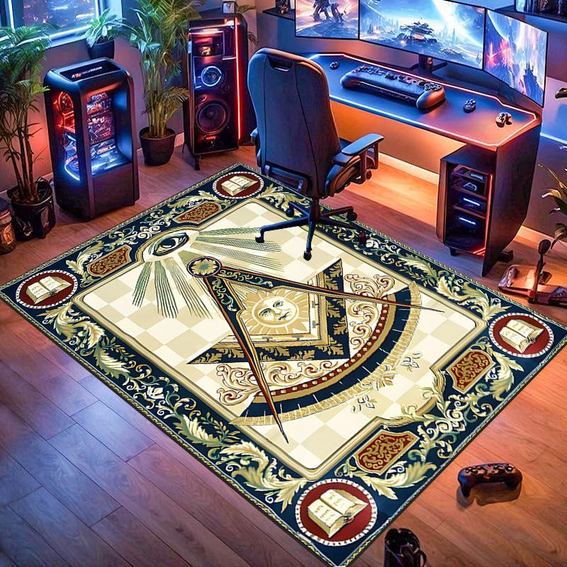 Freemason symbol rug, suitable for living room, bedroom, game room, computer room and home décor.