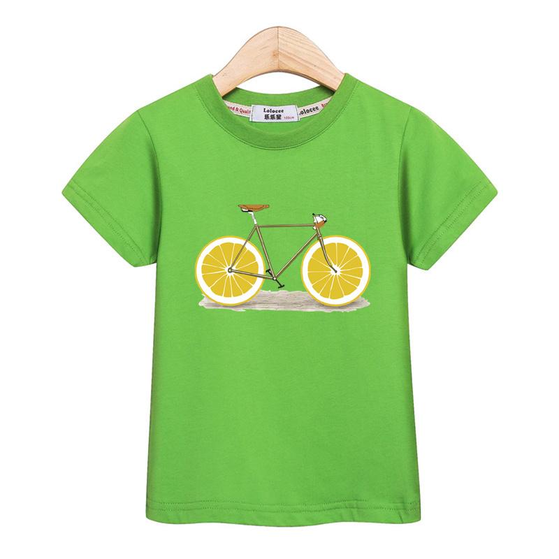 T-shirt Estiva Bambini Frutta Bicicletta Maglietta Divertente Ragazzi Ragazze Cartoni Animati Top Magliette a Maniche Corte