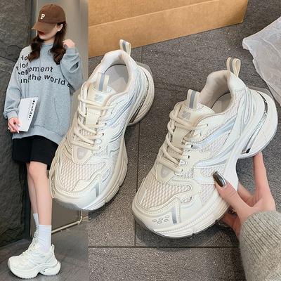 Thick-soled Women's Spring New Height-increasing Versatile Mesh Breathable and Lightweight Sports Shoes
