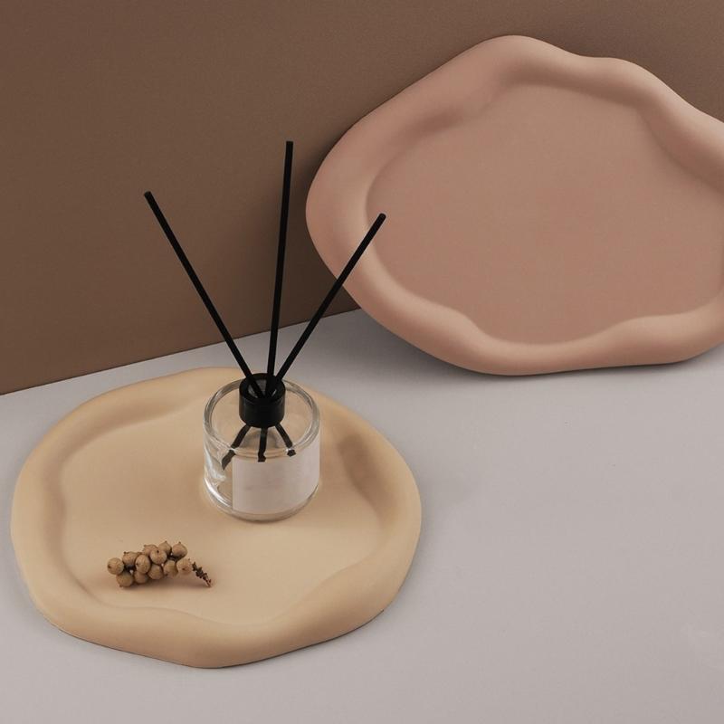 2PCS Epoxy Resin Crafting Molds Large Silicone Trays Moulds Candle Holder Molds Silicone Texture for Jewelry Tray Plate