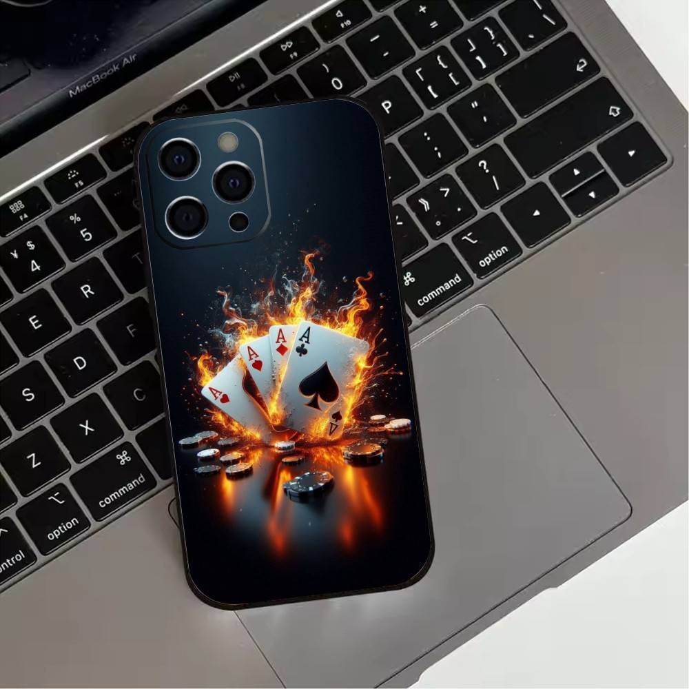 

Dark Poker Phone Case For iPhone 17, 16,15,14,13,12,11 Plus,Pro Max, Others Soft Black Cover iPhone17PRO