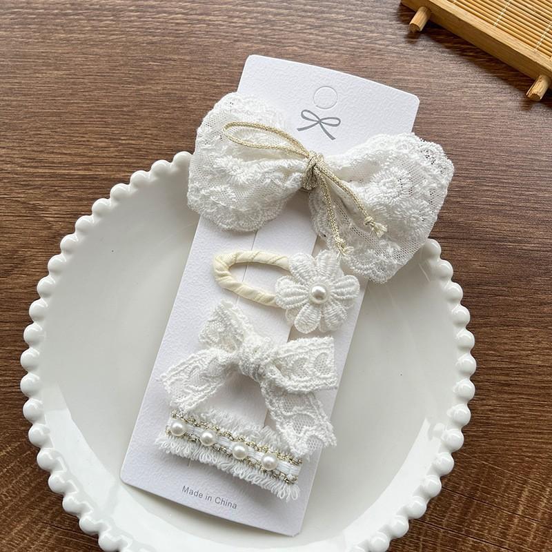 Cute Lace Flower Bow Hairpins Set Children Girls Kids Hair Clips Pins Barrettes Accessories Hairclip Headwear Headdress Ornament