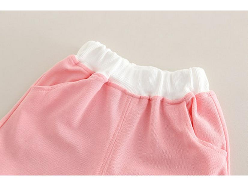 Girls' 2025 Summer Korean Lace T-Shirt & Shorts Set - Stylish Cartoon Design, Short-Sleeve, 2-Piece Trendy Outfit