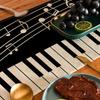 Piano Music Note Linen Table Runner Holiday Party Decor Washable Musical Theme Kitchen Dining Table Runners Wedding Decorations