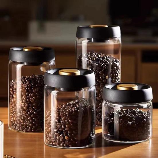 Vacuum Sealed Jar for Coffee Beans Airtight Food Storage Container Clear Glass Jars for Home Moisture-Proof Air Extraction Tank