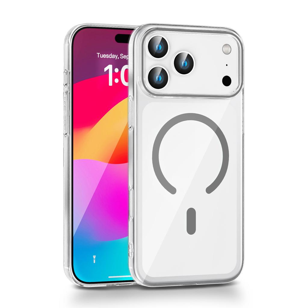For iPhone 17 Pro Max Clear Magnetic Case Hard PC Phone Protective Back Cover Compatible with MagSafe