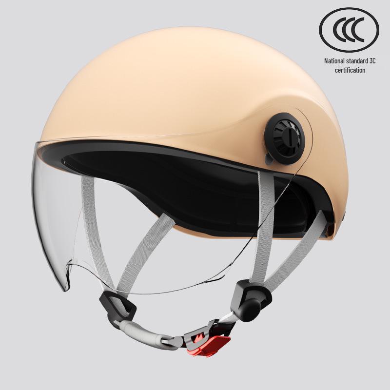 GB 3C Certified Unisex Electric Vehicle Helmet - Summer & All-Season Motorcycle Safety Half Helmet
