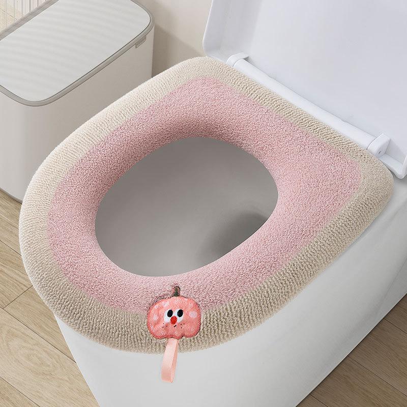 

Универсальная подушка для сиденья унитаза для дома Мягкая накидка для унитаза Чехол для туалета Коврик для туалета Four Seasons Теплый зимний чехол с утолщенным ободом розовый
