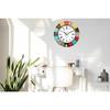 Analoge Wanduhr aus Holz | Mehrfarbig handbemalt | Große dekorative Uhr für Wohnzimmer, Flur | Ideal für & Heimdekoration | Uhrgröße - 16 Zoll
