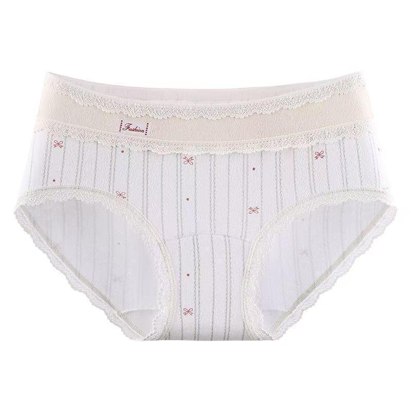 

Ladies Spring and Autumn Retro Color Lace Pure Cotton 10A Antibacterial Briefs XXL