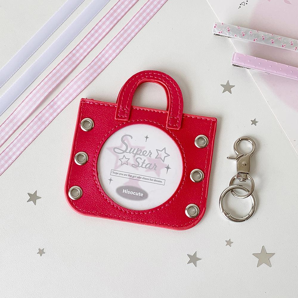 Korean Ballet Style Ribbon Hollow Badge Holder Transparent Round Pin Display Case for Ita Bag Cute Keychain Charm for Students