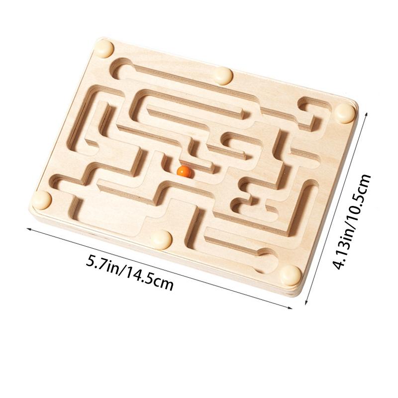 Mały Drewniany Labirynt z Koralikami do Balansowania, Gra Planszowa Balansująca, Zabawka Treningowa Koncentracji Dla Dzieci