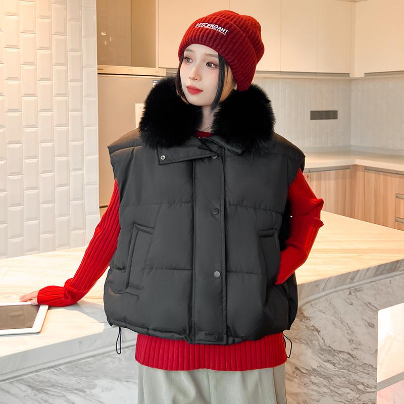 Autumn and Winter New Thickened Warm Top Korean Version Classic Versatile Down Cotton Jacket Vest Women