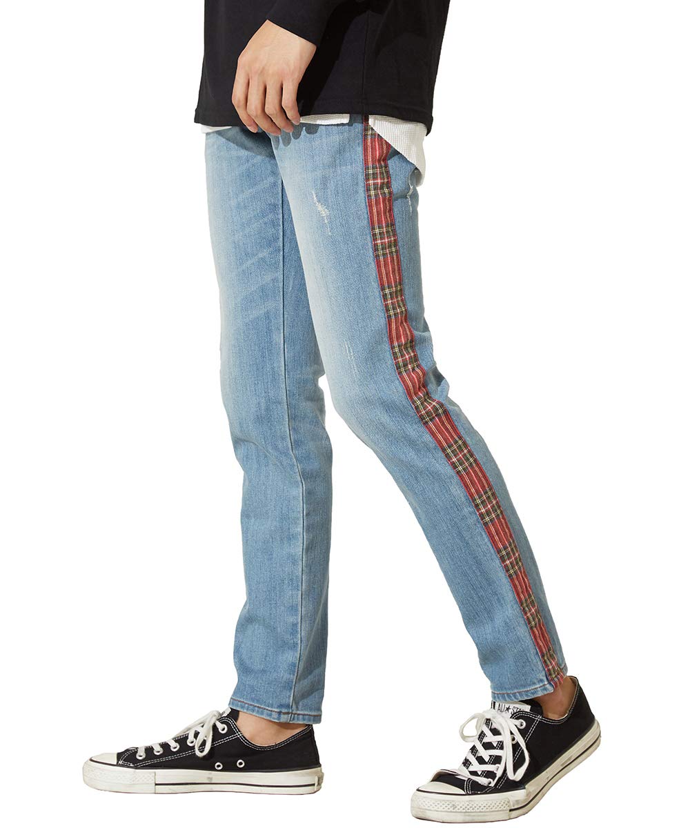 Improves Denim Checkered Striped Denim Size Japan Size M to Japanese Size Pants, Pants, Sax, M, Men s, Sax, (equivalent M)