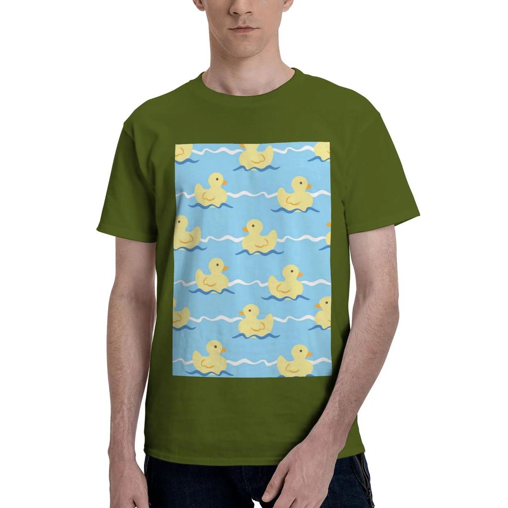 cute duck swimming seamless pattern Men TShirt Plus Size T Shirts Mens ONeck Cotton Tees Short Summer Male