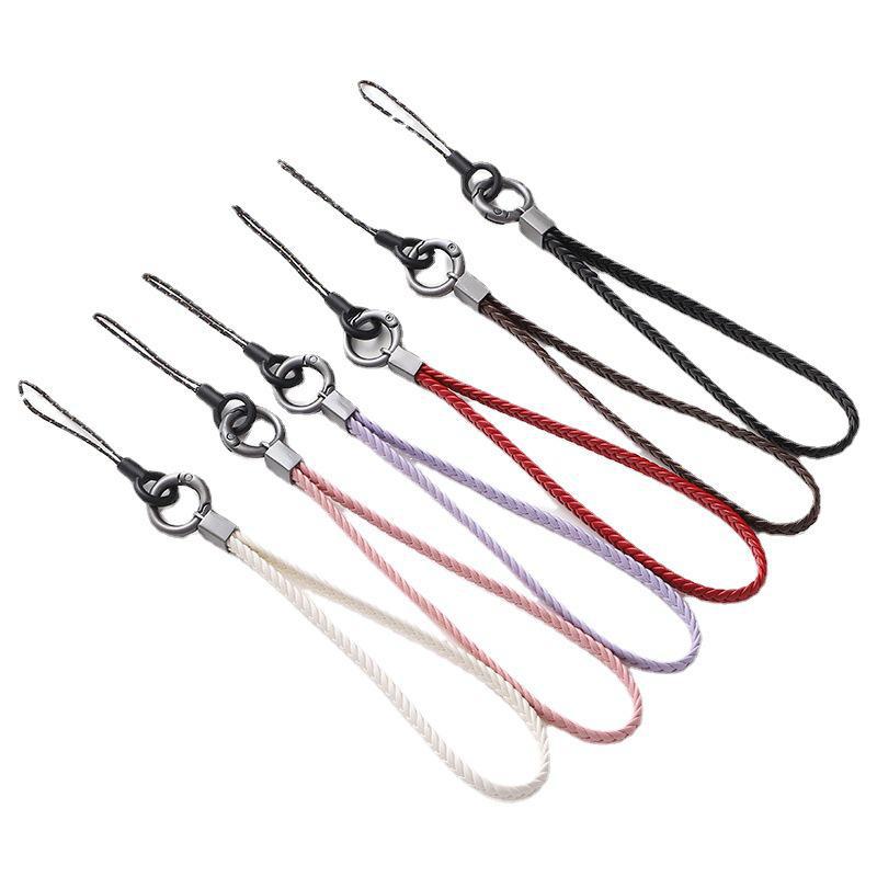 Yilian 5-Strand Flat Braided Leather Mobile Phone Lanyard & Wrist Strap