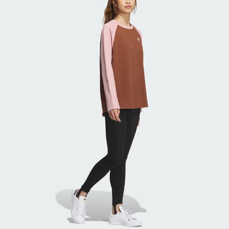 Adidas Originals Adicolor Long Sleeve Tee Loose Sports Women Tops Brown IZ1542