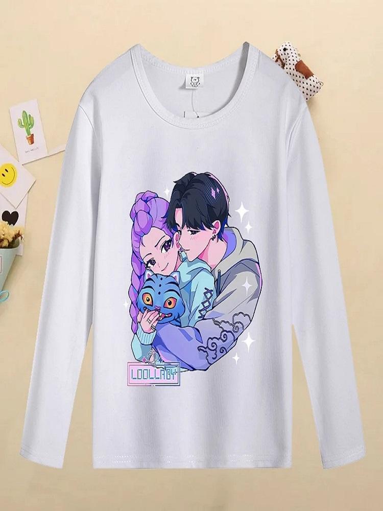 Kids Casual Comfortable Long Sleeve T-Shirt Cute Cartoon Print Fashion Top T-Shirt Girls Kids