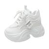 2025 New Chunky Leather Women's Sneakers Solid Color Internal Increase Casual White Ladies Shoes Platform Trainer Jogging Shoe