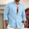 2023 Men's Cotton Linen Solid Color Casual Cardigan Shirt