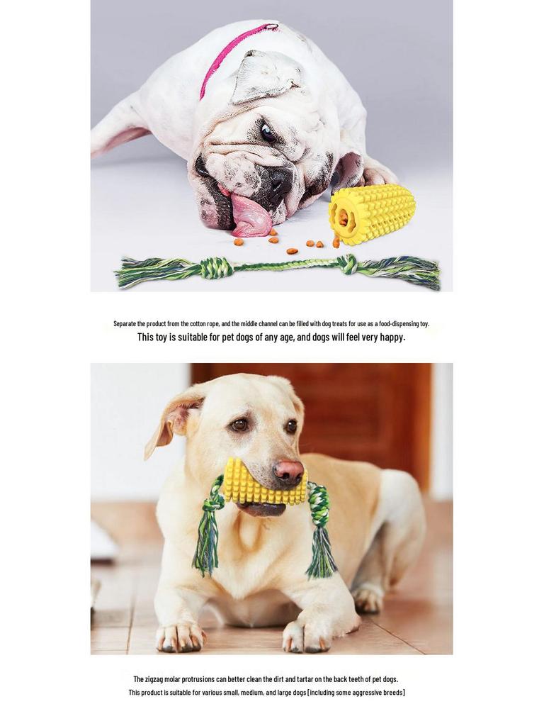 Teething Chew-Resistant Dog Toys - Dental Bones & Toothbrush with Rope & Corn