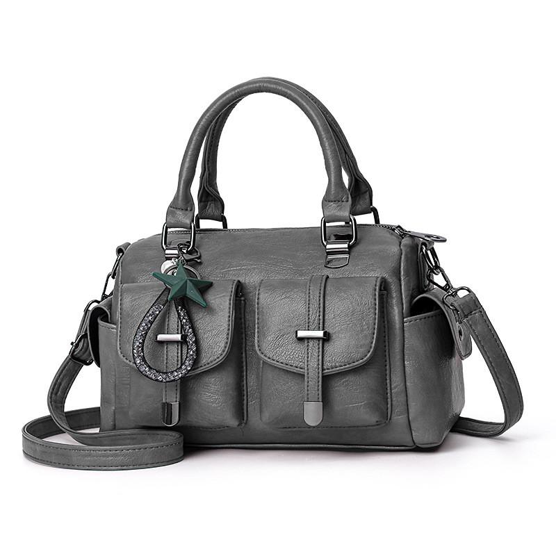 Trendy Bucket Style Shoulder Bag For Women Spacious Casual Pu Handbag With Chains